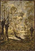 Henri Harpignies Willows on the Banks of the Loire oil painting